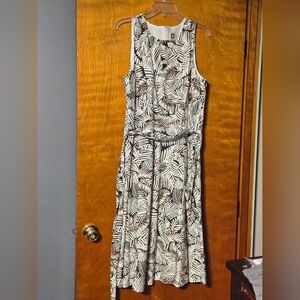 Anne Klein sleeveless midi dress palm leaves